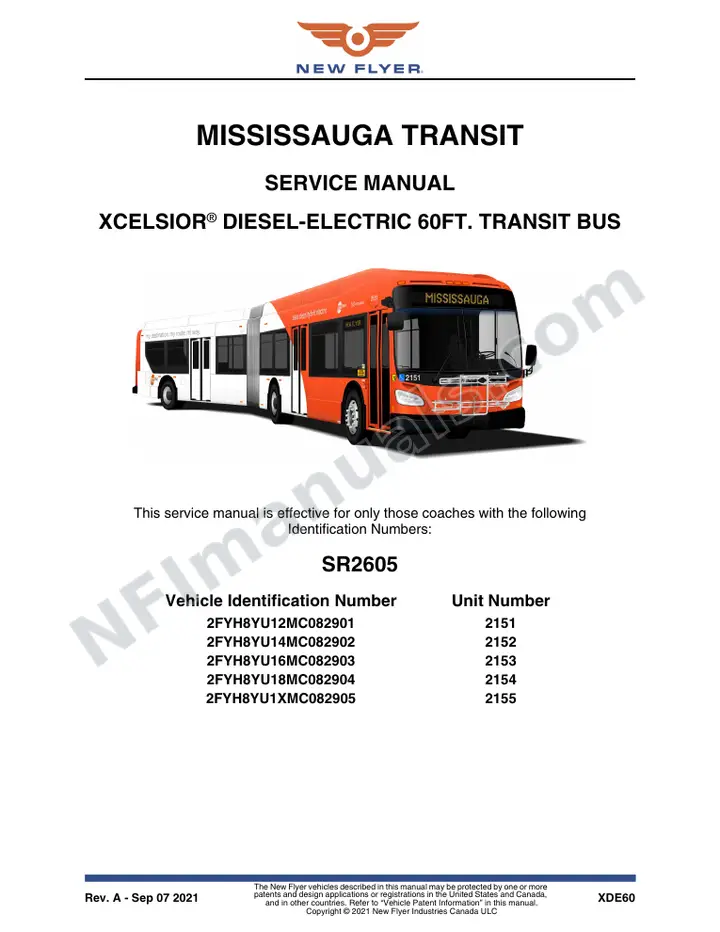 SR2605 Service Manual, Mississauga Transit first-page preview