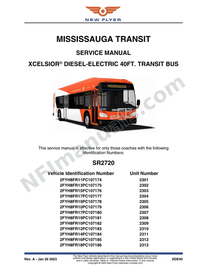SR2720 Service Manual, Mississauga Transit first-page preview