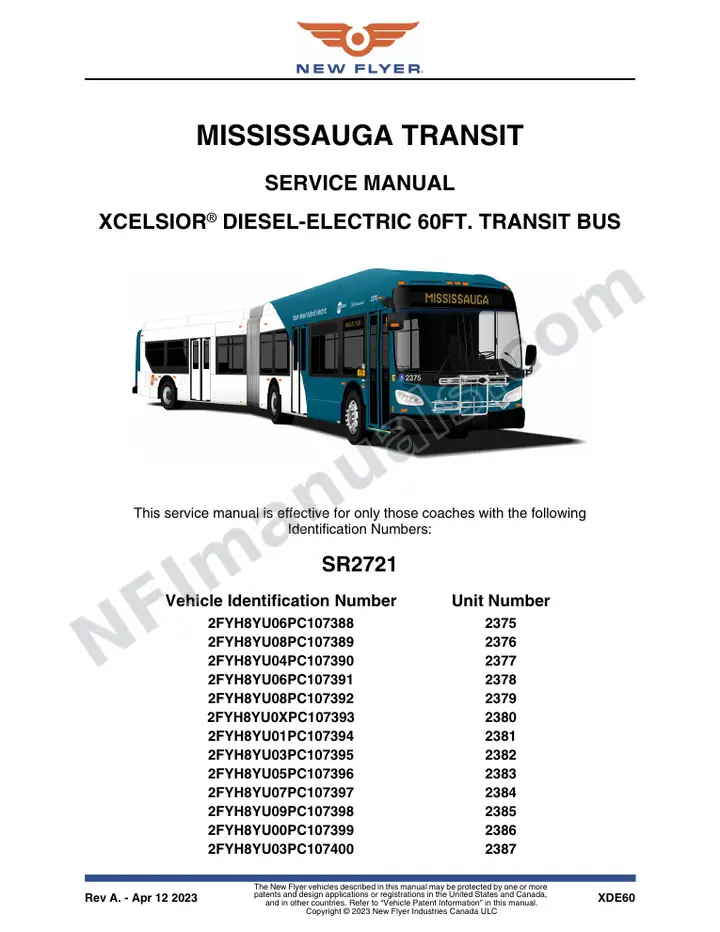 SR2721 Service Manual, Missisauga Transit first-page preview