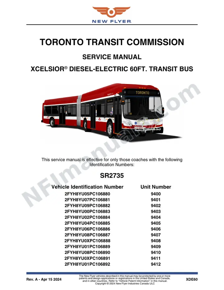 SR2735 Service Manual, Toronto Transit Commission first-page preview