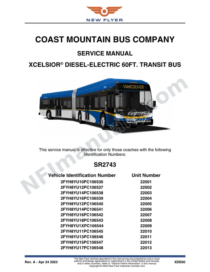 SR2743 Service Manual, Coast Mountain Bus Company first-page preview