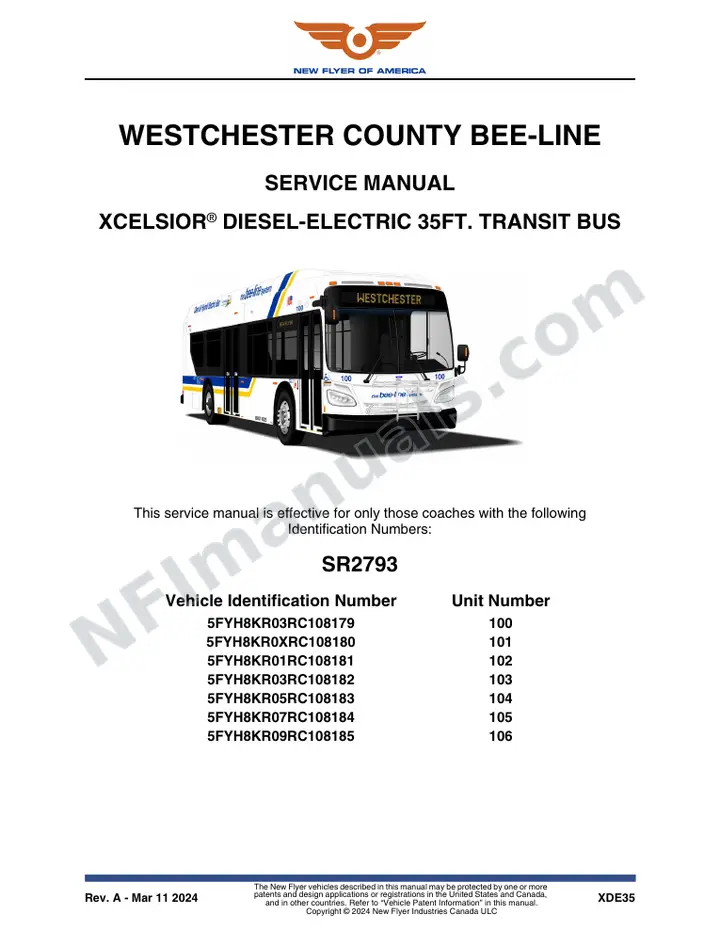 SR2793 Service Manual, Westchester County Bee-Line first-page preview