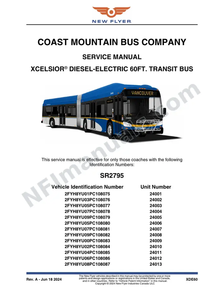 SR2795 Service Manual, Coast Mountain Bus Company first-page preview
