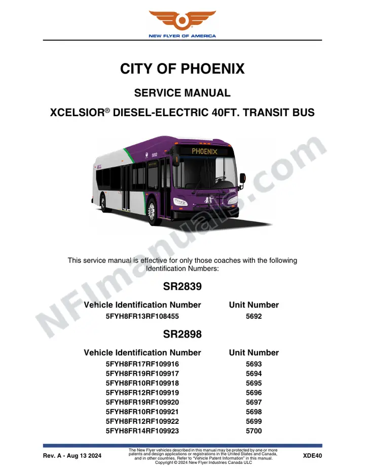 SR2839_2898 Service Manual, City of Phoenix first-page preview