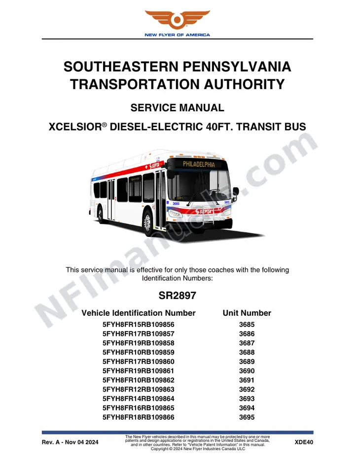 SR2897 Service Manual, SEPTA first-page preview