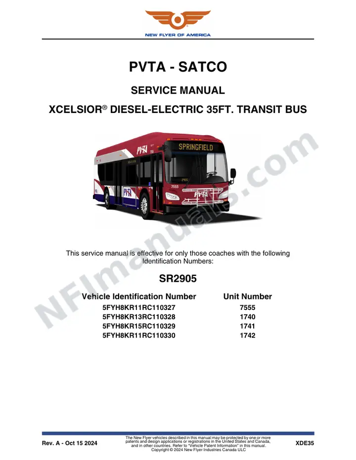 SR2905 Service Manual, PVTA - SATCO first-page preview