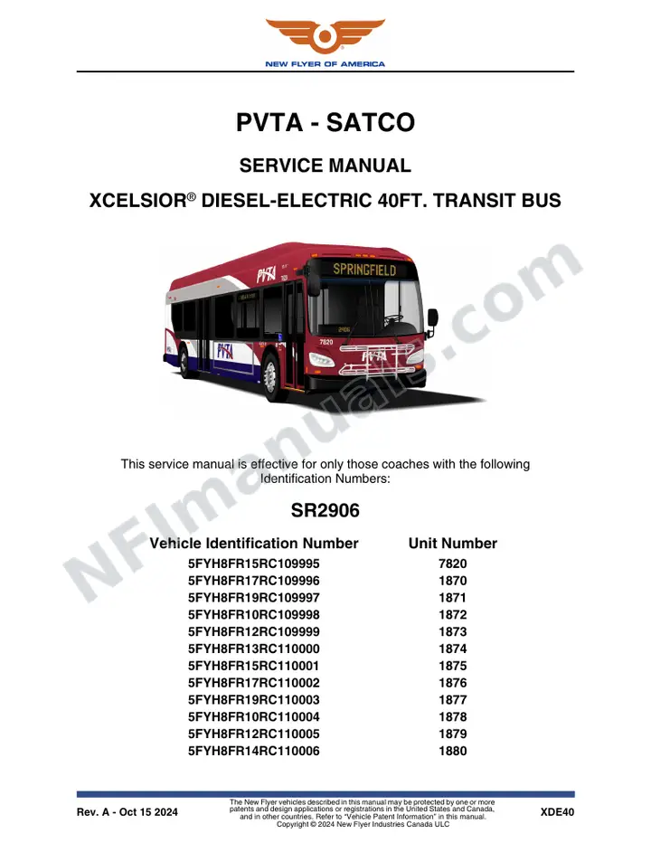 SR2906 Service Manual, PVTA - SATCO first-page preview