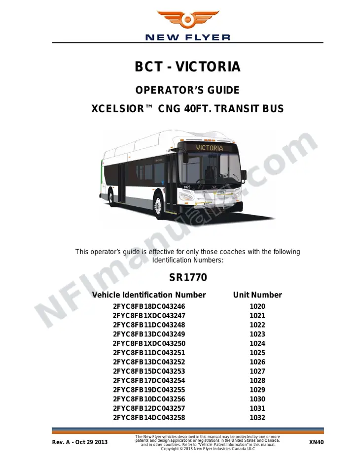 New Flyer XN40 Manual Package - BC Transit - Victoria included manual preview