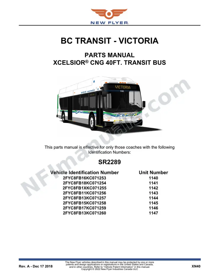 SR2289 Parts Manual, BC TRANSIT - Victoria first-page preview