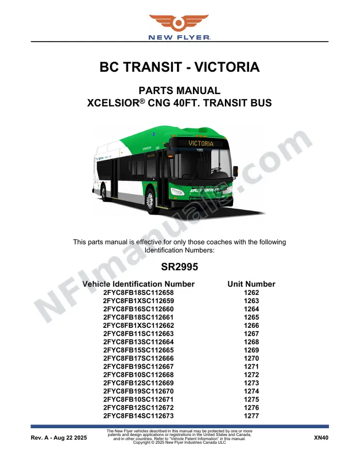 SR2995 Parts Manual, BC Transit - Victoria first-page preview