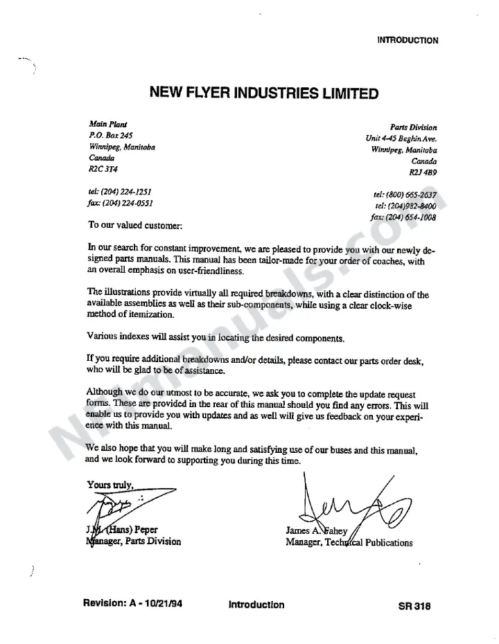 SR318 Parts Manual, BC-Transit Victoria first-page preview