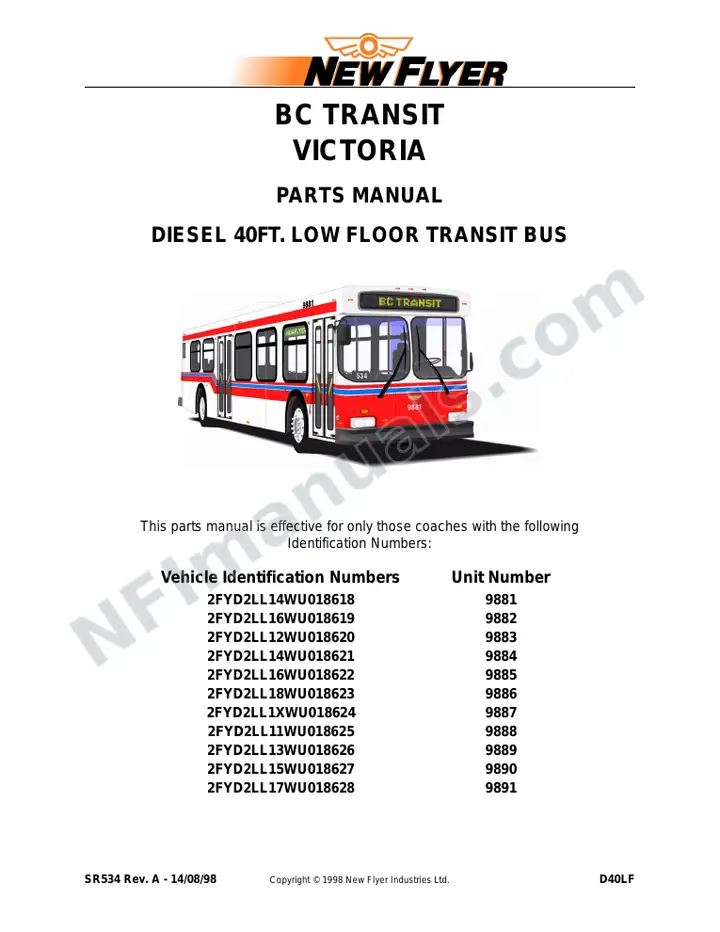 SR534 Parts Manual, BC Transit - Victoria first-page preview