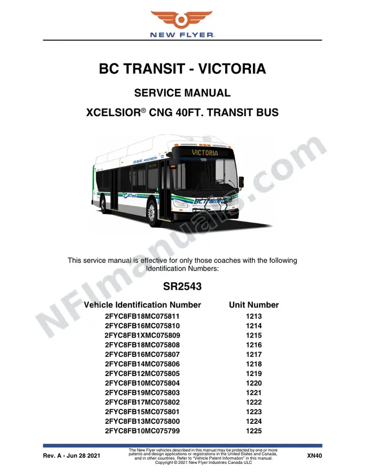 SR2543 Service Manual, BC Transit - Victoria first-page preview