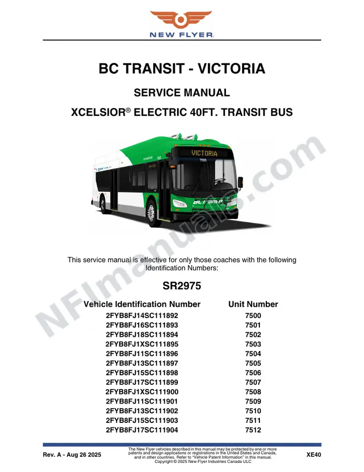 SR2975 Service Manual, BC Transit - Victoria first-page preview