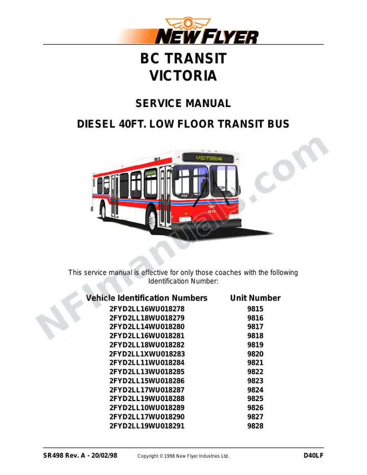 SR498 Service Manual, BC Transit - Victoria first-page preview