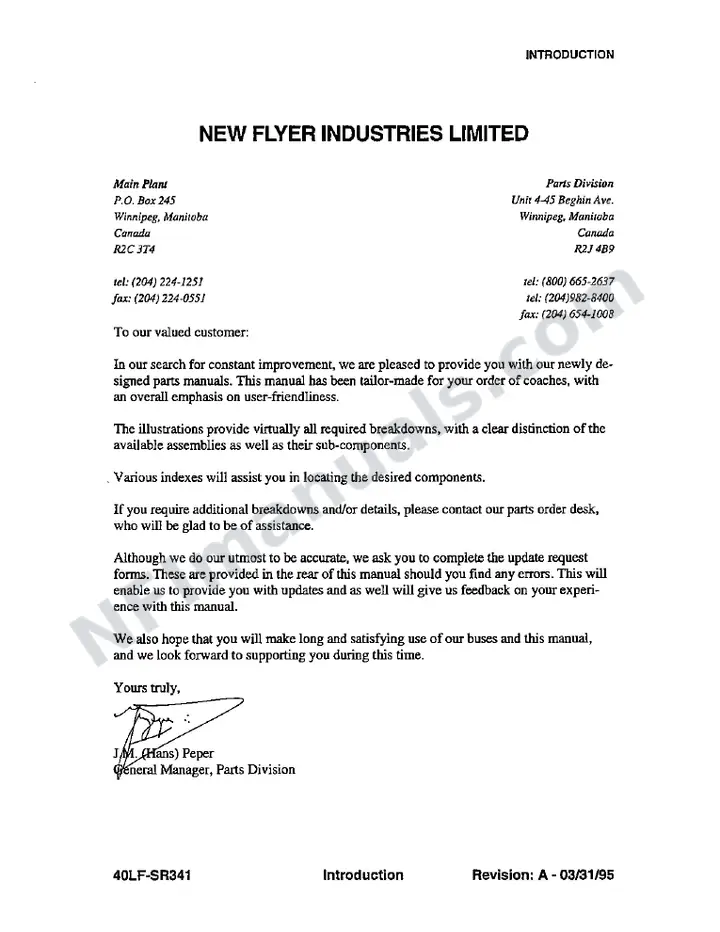 SR341 Parts Manual, BC-Transit Nanaimo first-page preview