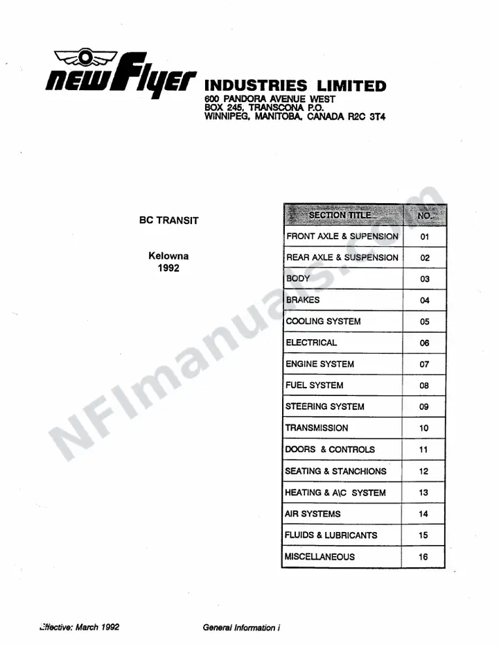 SR281 Service Manual, BC Transit - Kelowna first-page preview