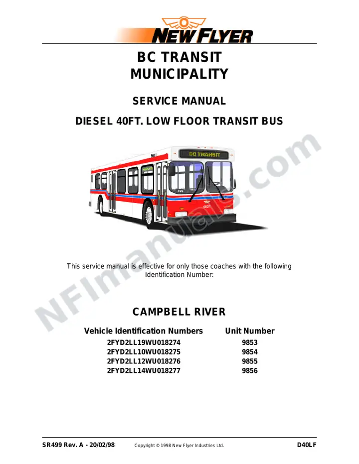 SR499 Service Manual, BC Transit (Municipalites) first-page preview