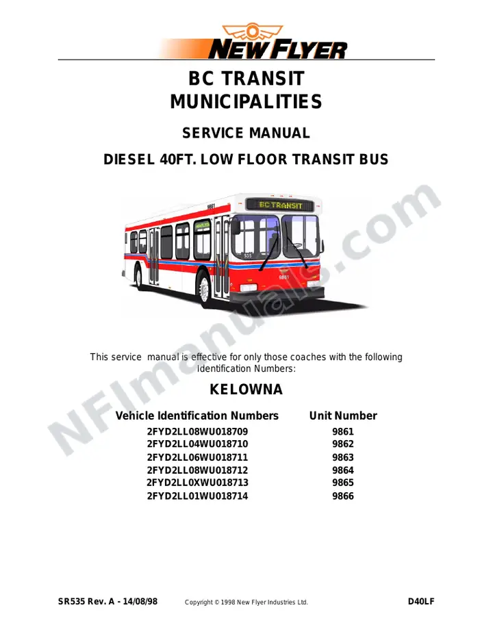 SR535 Service Manual, BC Transit (Municipalites) first-page preview