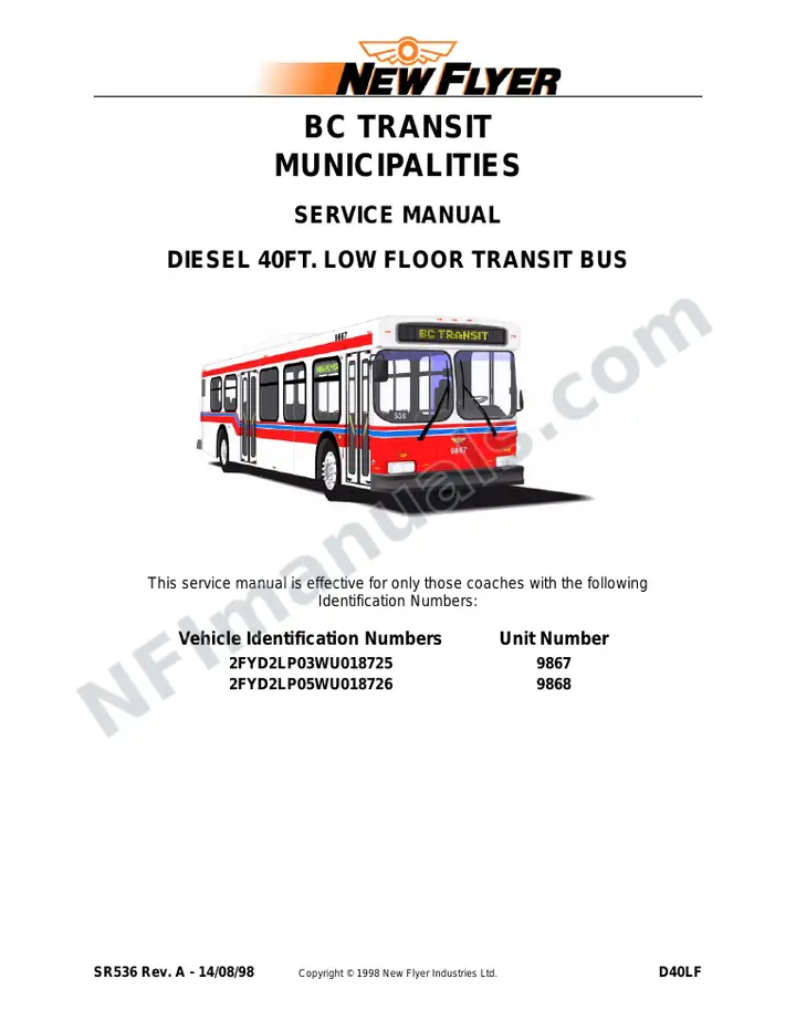 SR536 Service Manual, BC Transit (Municipalites) first-page preview