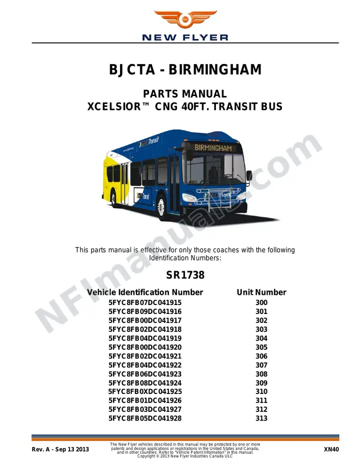 SR1738 Parts Manual, BJCTA - Birmingham first-page preview