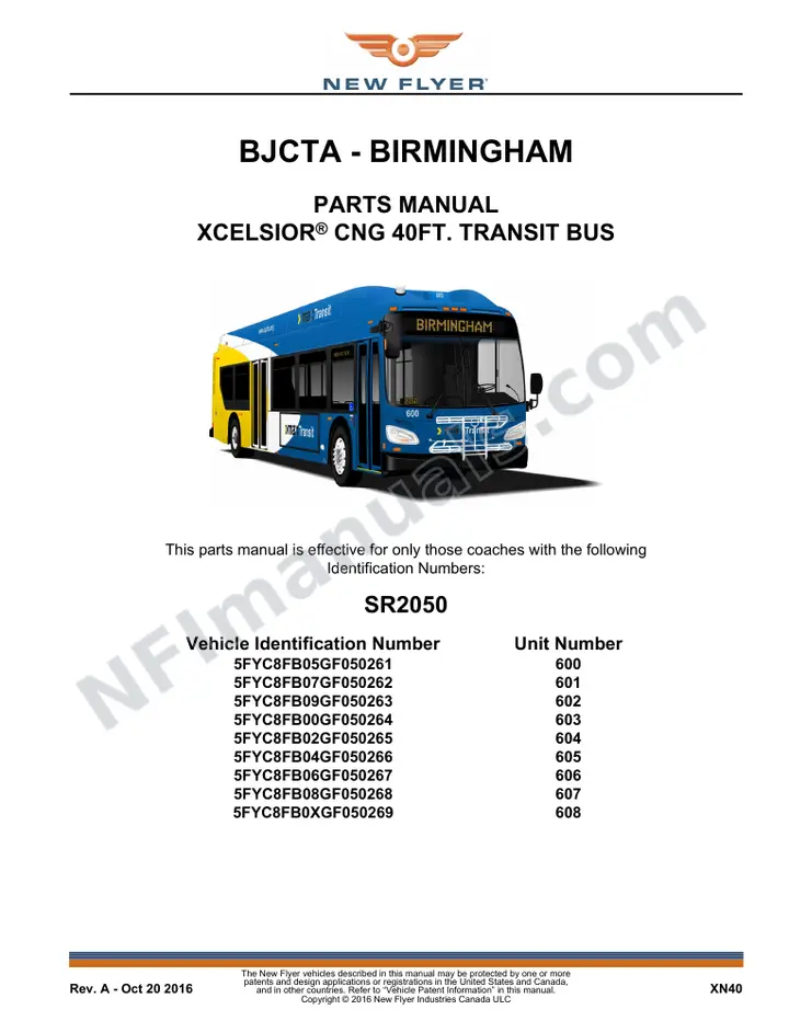 SR2050 Parts Manual, BJCTA - Birmingham first-page preview