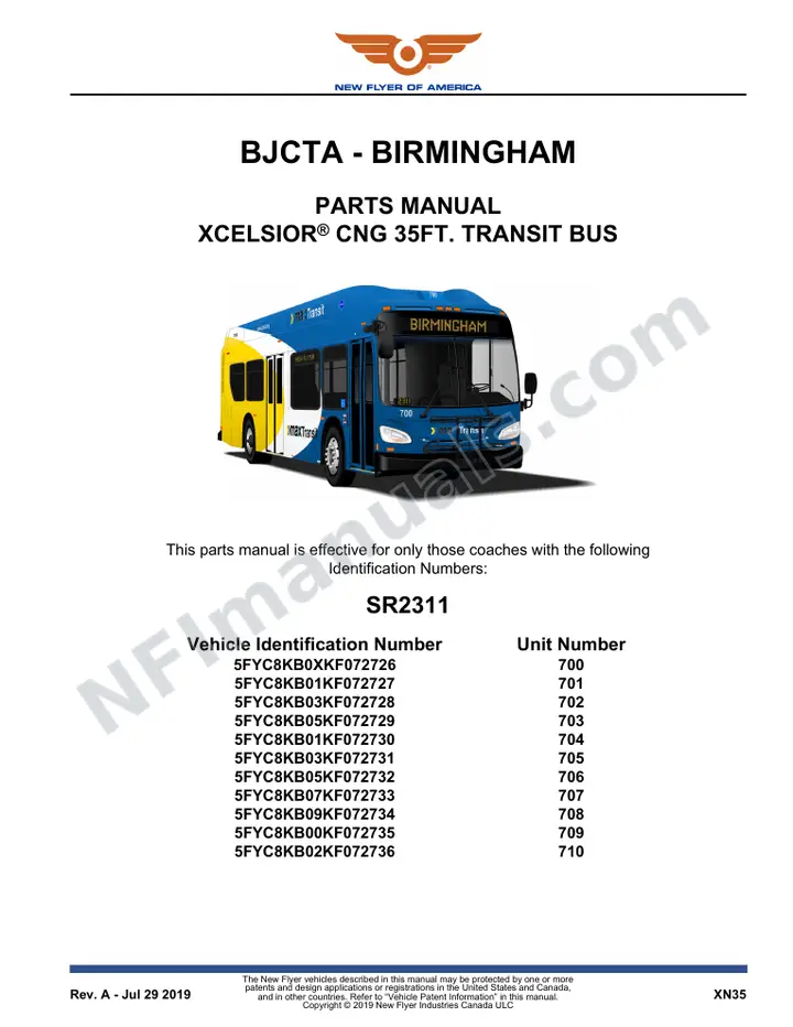 SR2311 Parts Manual, BJCTA - Birmingham first-page preview