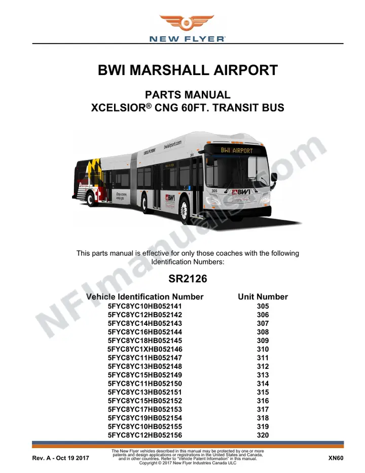 SR2126 Parts Manual, BWI Marshall Airport first-page preview