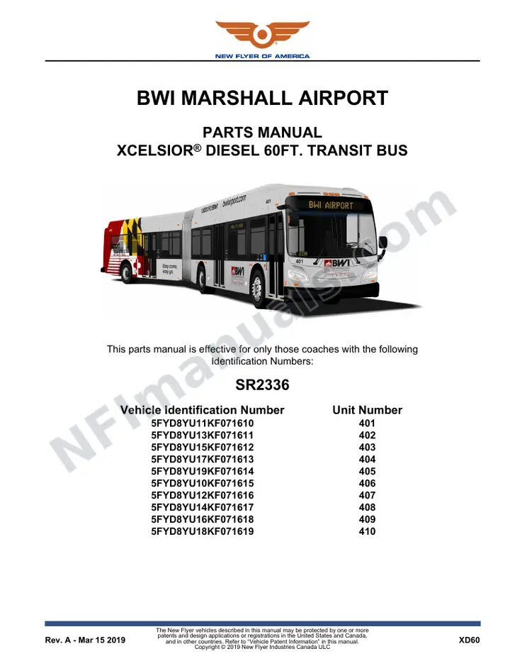 SR2336 Parts Manual, BWI Marshall Airport first-page preview