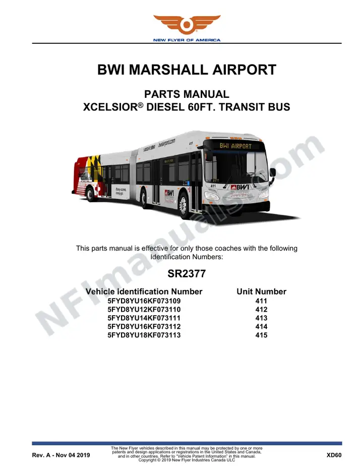 SR2377 Parts Manual, BWI Marshall Airport first-page preview
