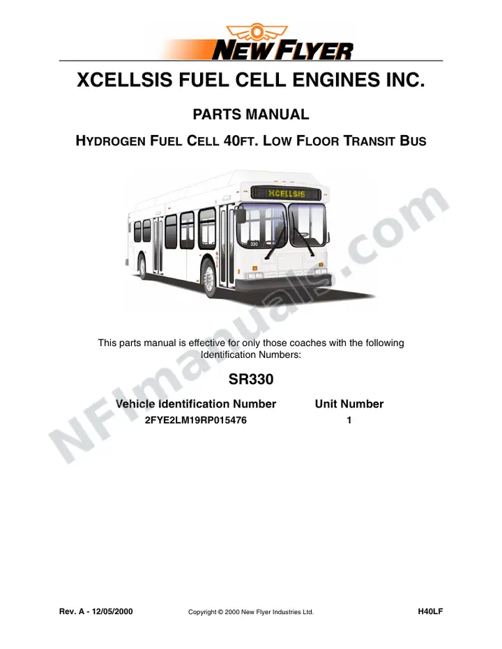 SR330 Parts Manual, XCELLSIS first-page preview