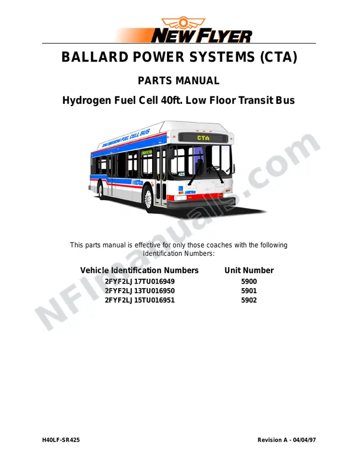 SR425 Parts Manual, Ballard Power Systems (CTA) first-page preview