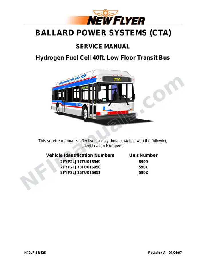 SR425 Service Manual, Ballard Power Systems (CTA) first-page preview