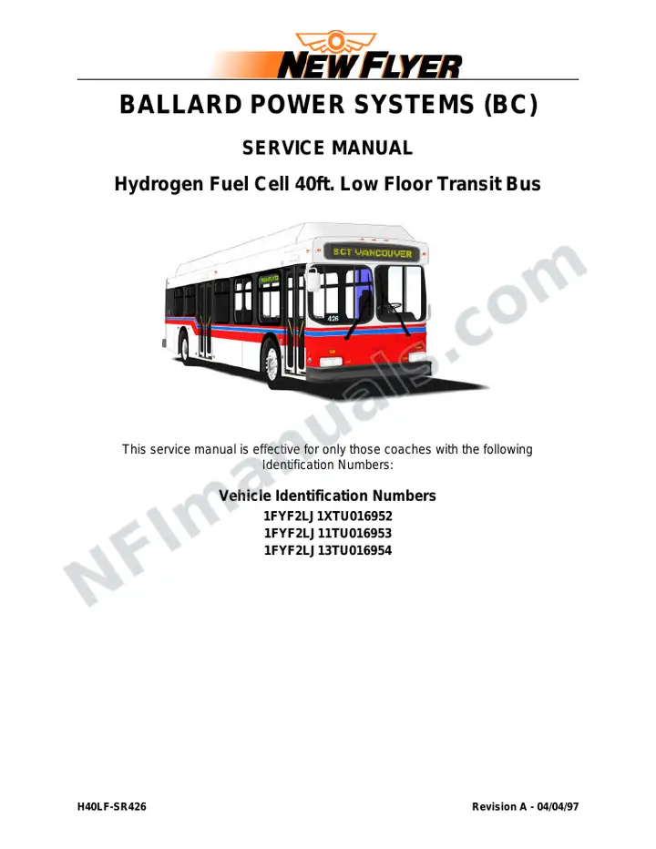 SR426 Service Manual, Ballard Power Systems (BCT) first-page preview
