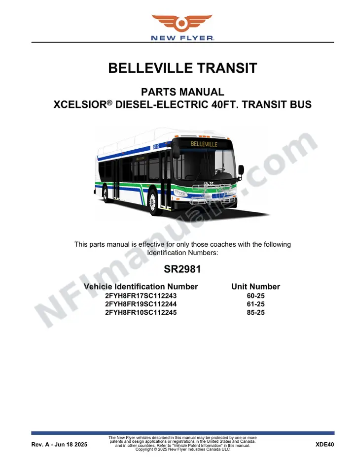 SR2981 Parts Manual, Belleville Transit first-page preview