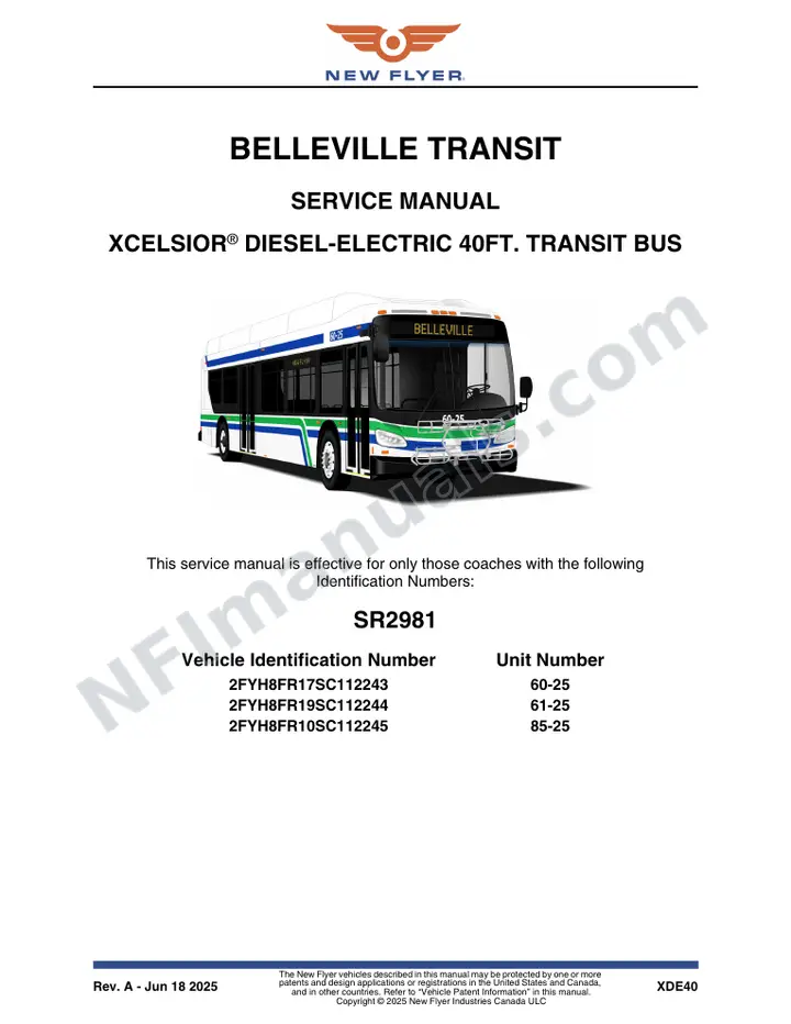 SR2981 Service Manual, Belleville Transit first-page preview