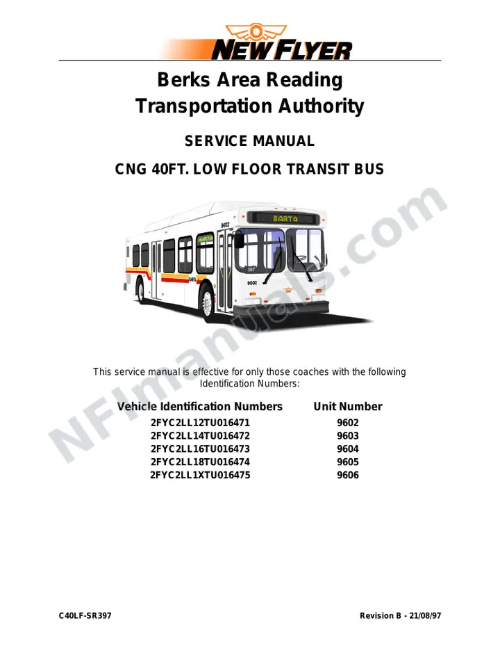 New Flyer C40LF Manual Package - Berks Area Reading Transportation Authority - BARTA included manual preview
