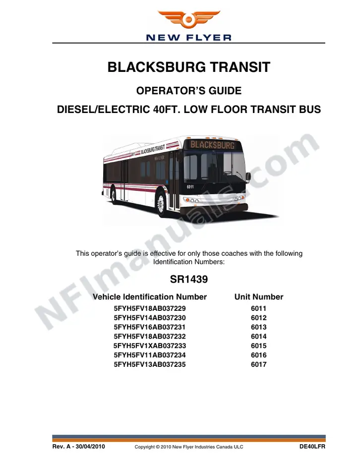 SR1439 Operator's Guide, Blacksburg Transit first-page preview