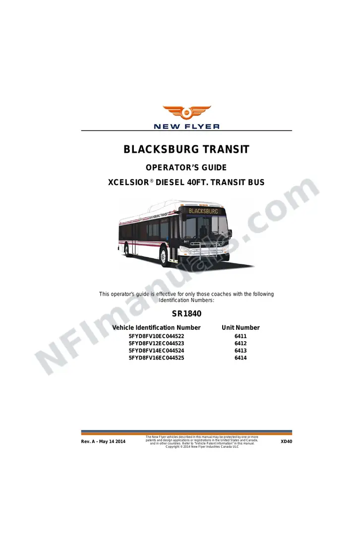 New Flyer XD40 Manual Package - Blacksburg Transit included manual preview