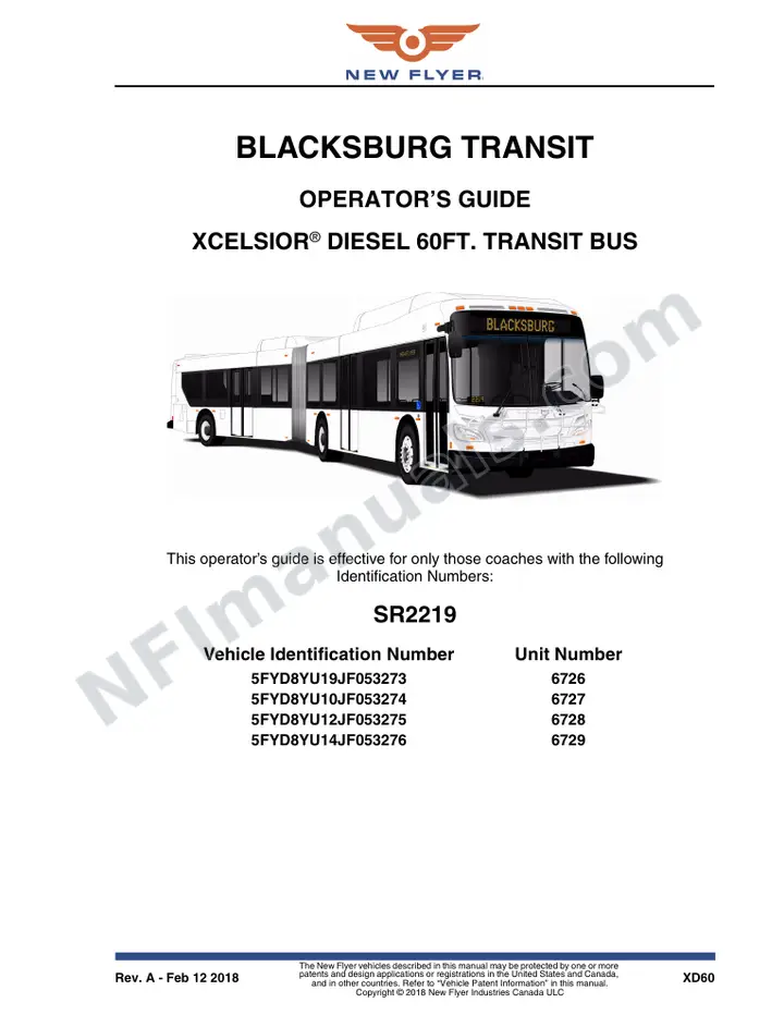 SR2219 Operator's Guide, Blacksburg Transit first-page preview