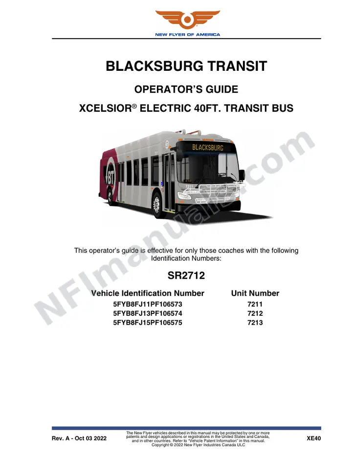 SR2712 Operator's Guide, Blacksburg Transit first-page preview