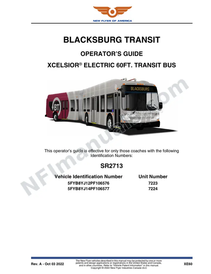 SR2713 Operator's Guide, Blacksburg Transit first-page preview