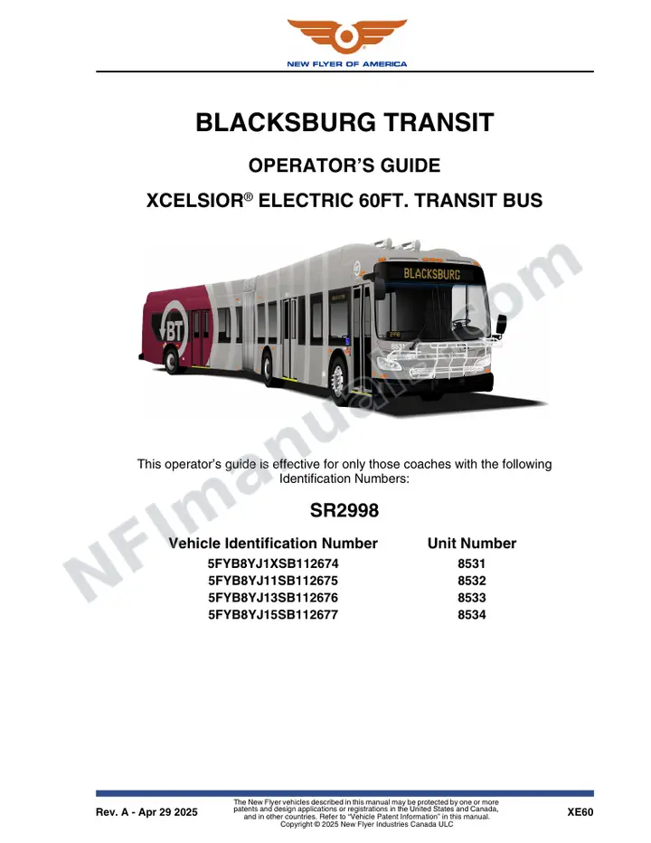 SR2998 Operator's Guide, Blacksburg Transit first-page preview