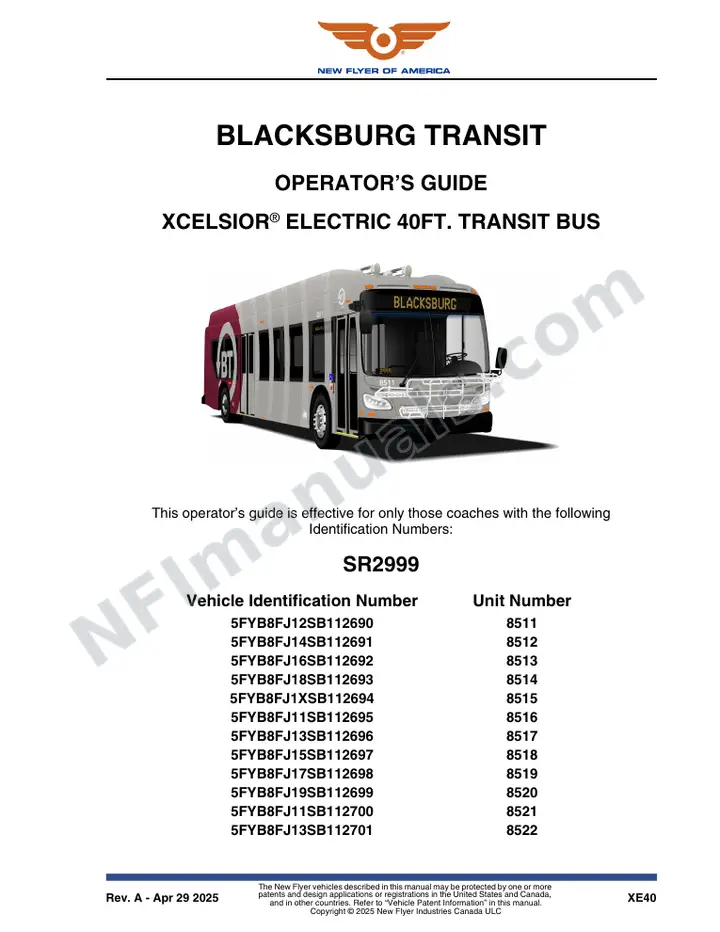 SR2999 Operator's Guide, Blacksburg Transit first-page preview