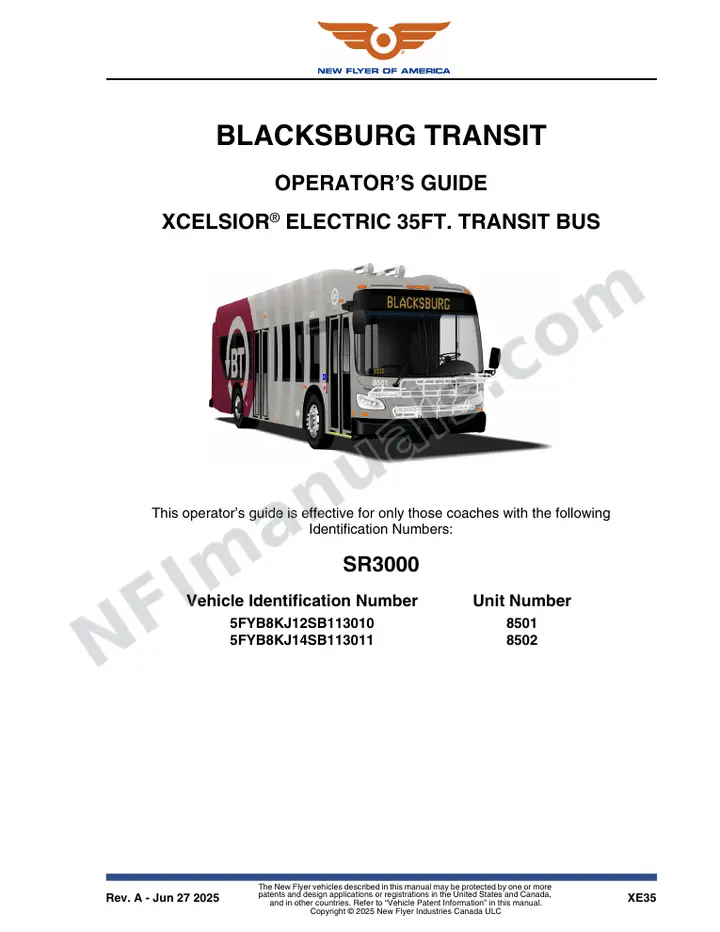 SR3000 Operator's Guide, Blacksburg Transit first-page preview