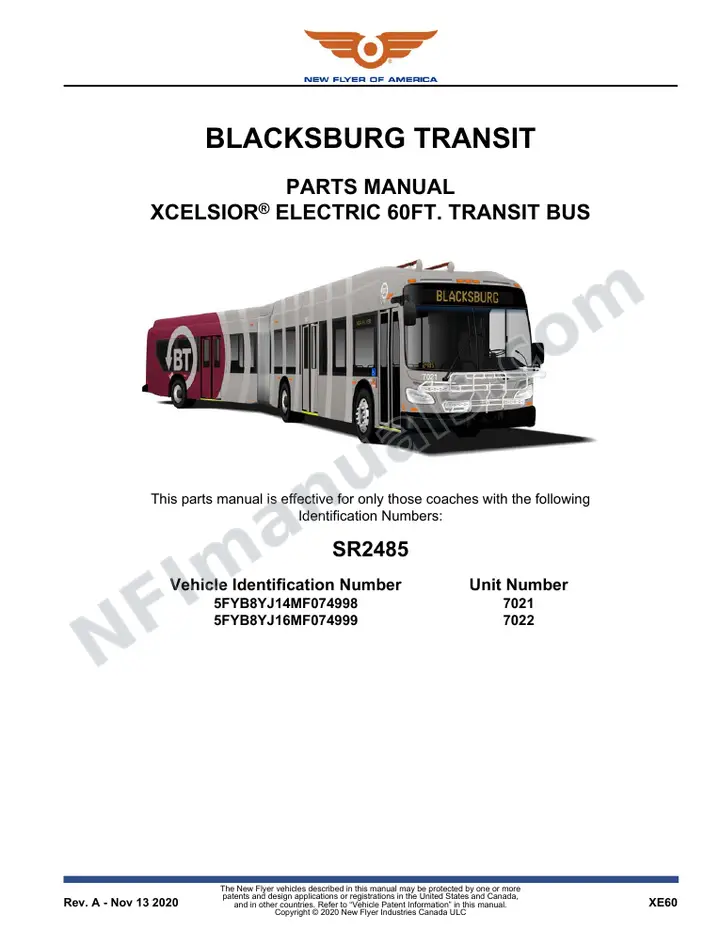 SR2485 Parts Manual, Blacksburg Transit first-page preview