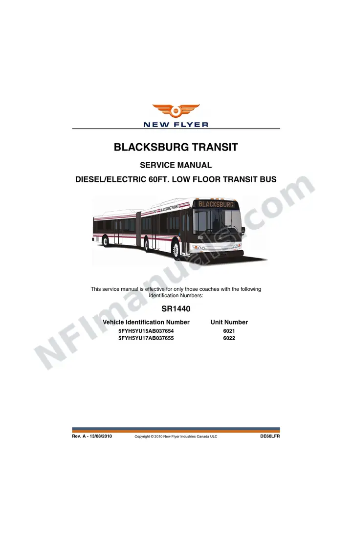 SR1440 Service Manual, Blacksburg Transit first-page preview