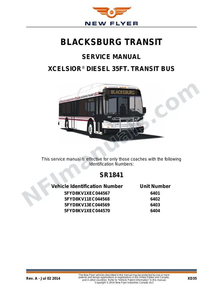 SR1841 Service Manual, Blacksburg Transit first-page preview