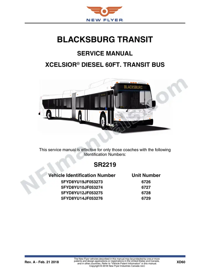 SR2219 Service Manual, Blacksburg Transit first-page preview