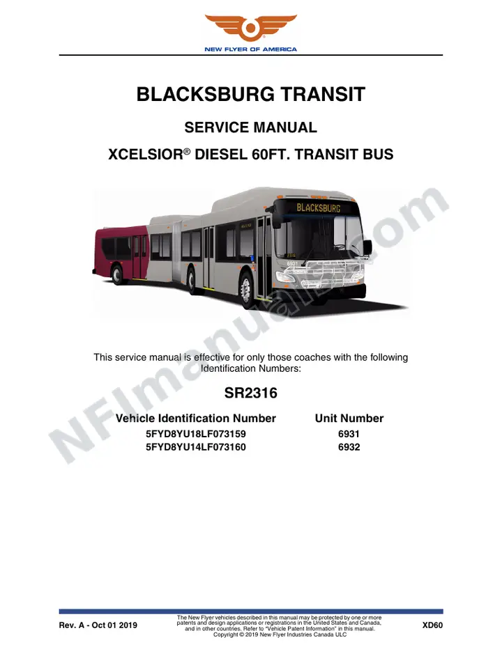 SR2316 Service Manual, Blacksburg Transit first-page preview